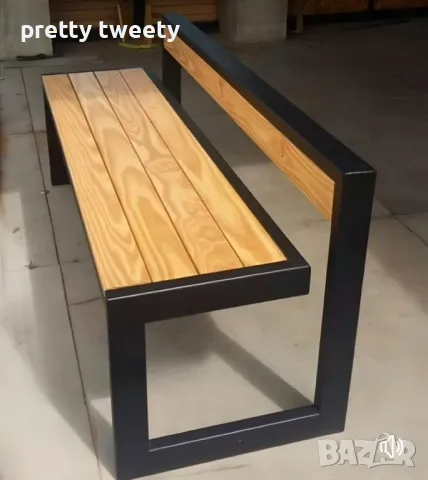 Градински комплект от метал и дърво - маса с две пейки, снимка 17 - Градински мебели, декорация  - 49684646