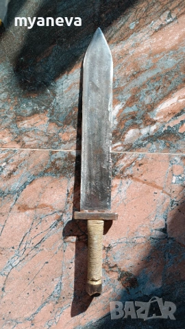 ​Меч , къс , римски "Гладиус" с кожена кания . Ръчно изработен за възстановки , заточен , остър. , снимка 2 - Ножове - 53789452