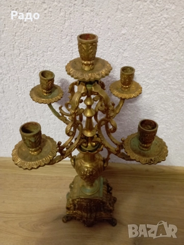 Комплект от два големи масивни бронзови свещника - свещник, снимка 6 - Антикварни и старинни предмети - 52823800