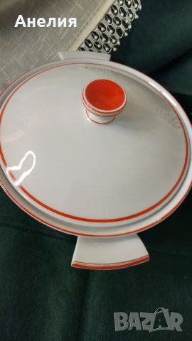 Bavaria Schumann porcelain Супници с наситен оранжево/червен кант , снимка 3 - Други - 45674669