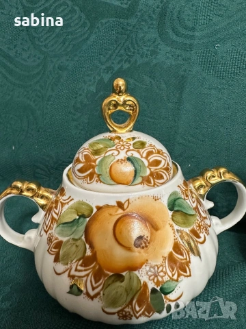 Съветски ръчно рисуван сервиз, Полонски завод, СССР, снимка 7 - Сервизи - 53218485