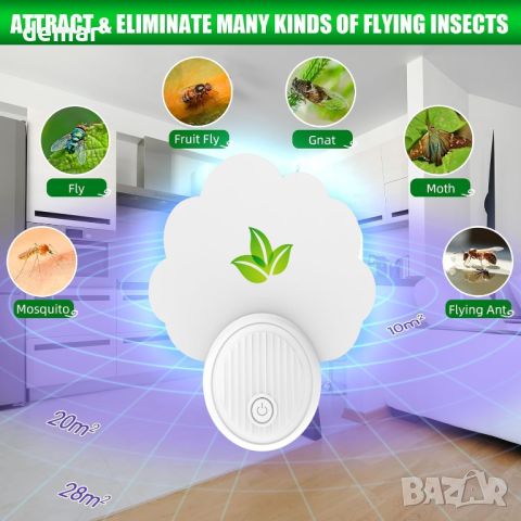 Капан за летящи насекоми, мухи, комари за закрито с LED светлини - 2 броя, снимка 4 - Други стоки за дома - 45385728