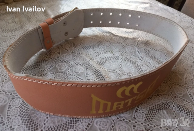 Професионален кожен колан за фитнес MATSA (XL) – Двойно шит – НОВ, снимка 2 - Фитнес уреди - 54132948