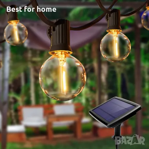 Соларна външна автономна верига лампички 18 м, G40 30+4 LED крушки , снимка 2 - Градински мебели, декорация  - 50051279