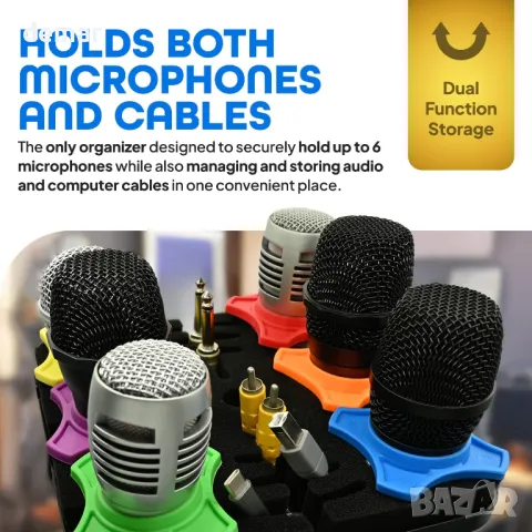 Държач за микрофони, Квадратна приставка за побиране на до 6 микрофона, снимка 2 - Микрофони - 50258415