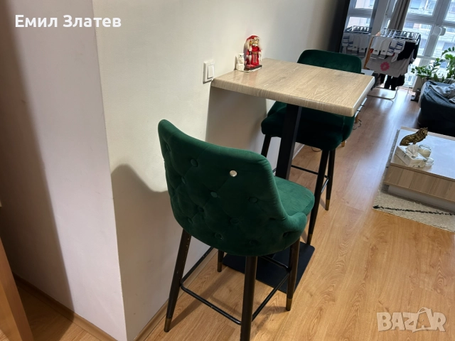 К-Т маса и Бар СТОЛОВЕ 2БР тъмнозелени/кадифе, снимка 3 - Столове - 52443031