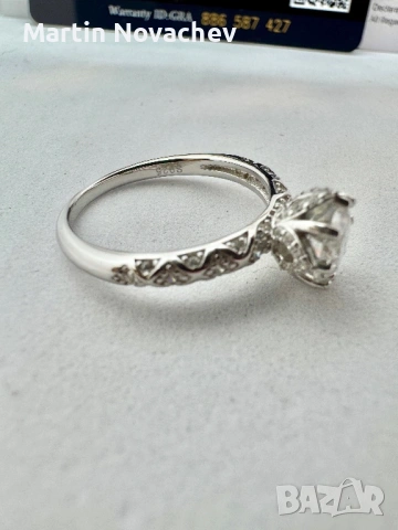 Сребърен пръстен с мойсанит (Диамант) 1 карат, снимка 7 - Пръстени - 54062575