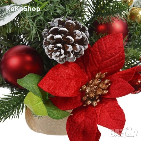 Коледна елха с украса-40 см./украсена коледна елха/изкуствена елха/елха, снимка 2 - Декорация за дома - 52100643