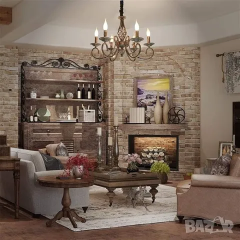 Античен висящ абажур Рустик френски класически аристократичен Селски, снимка 4 - Полилеи - 49668674