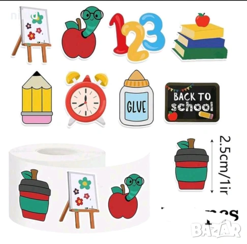 100 бр училище училищни учебни малки самозалепващи лепенки стикери за ръчна изработка за подарък, снимка 7 - Други - 53907822