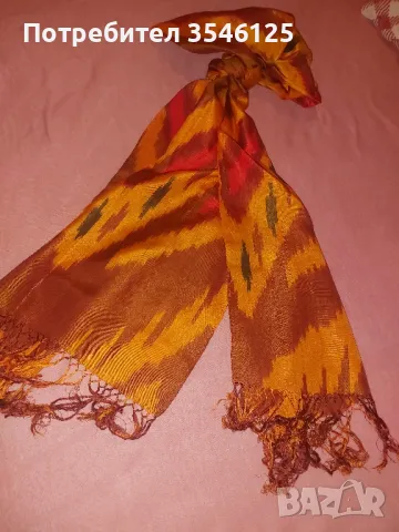 Копринен шал от Узбекистан 43 х 180 см ( без ресните), снимка 1