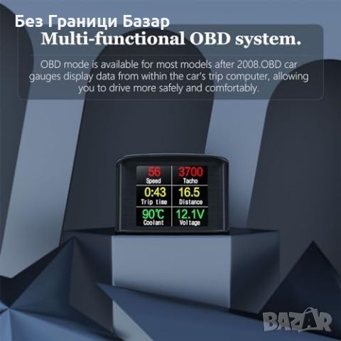 Нов Дигитален автомобилен HUD дисплей с аларма за превишена скорост OBD скоростомер, снимка 4 - Друга електроника - 46448726