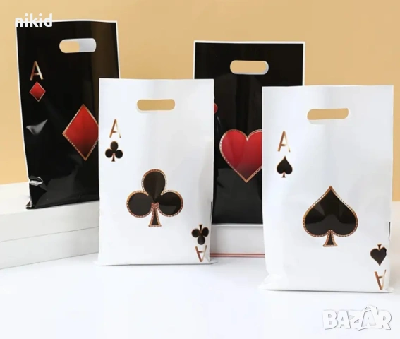 10 бр торбички Покер Карти за сладки подарък рожден ден парти