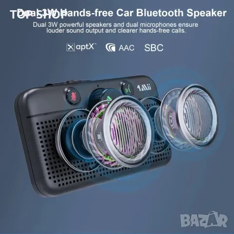 1Mii Bluetooth 5.3 хендсфри/високоговорител за кола/гласово/Android/iOS,щипка за сенник, снимка 2 - Аксесоари и консумативи - 49308515