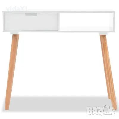 vidaXL Конзолна маса, иглолистна дървесина масив, 80x30x72 cм, бяла（SKU:244737）, снимка 3 - Маси - 49513966