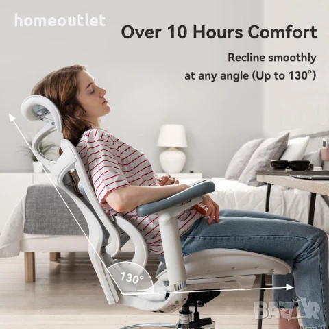 ПРОМОЦИЯ Ергономичен офис стол със саморегулираща се лумбална опора SIHOO DORO-C300L-A3-002, снимка 3 - Столове - 50708653