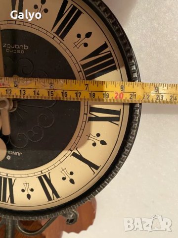 Junghans Стенен Немски часовник изработен от ковано желязо и масивно дърво, снимка 5 - Антикварни и старинни предмети - 50416383
