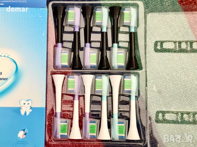 Комплект от 12 глави за четка за зъби Philips Sonicare (6 черни и 6 бели), снимка 8 - Други - 53178499