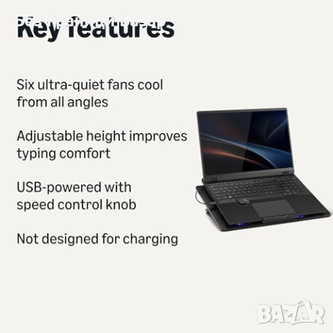 Нова Охлаждаща стойка за лаптоп 12-17 инча с 6 тихи вентилатора Поставка за работа, снимка 2 - Друга електроника - 54129300