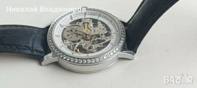 Скелетон часовник мъжки голям автоматичен механичен, снимка 5 - Мъжки - 53250208