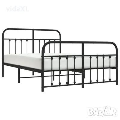 vidaXL Метална рамка за легло с горна и долна табла, черна, 140x190 см（SKU:352596）, снимка 4 - Спални и легла - 48806614