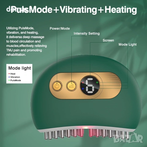 Електрически масажор за лице за лимфен дренаж, 3 нива, 9 режима, зелен, снимка 3 - Масажори - 53594791
