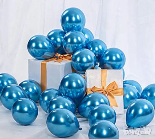 20 броя балони син металик , снимка 1 - Декорация за дома - 45560258