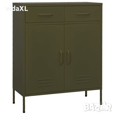 vidaXL Шкаф за съхранение, маслиненозелен, 80х35х101,5 см, стомана(SKU:336153