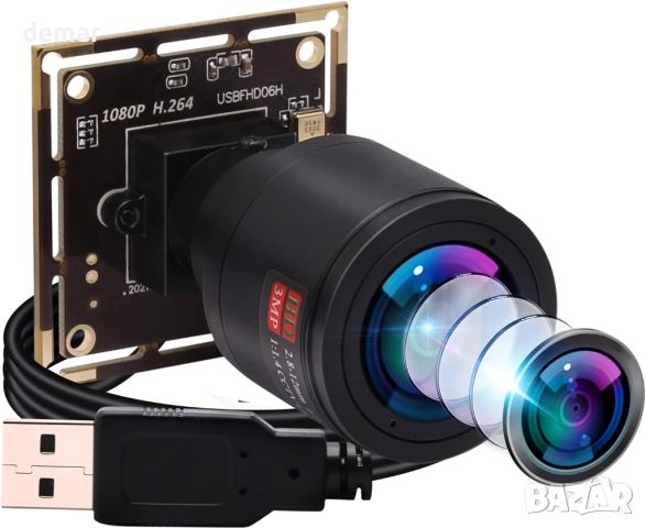 ELP1080P стрийминг уеб камера с микрофон, широкоъгълен 2.8-12 варифокален обектив, IMX323 сензор