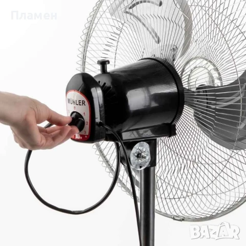 Вентилатор на стойка 16''Muhler FM-6136D 3in1, 50W, индустриален, на стойка, стена, под, снимка 6 - Вентилатори - 50460056