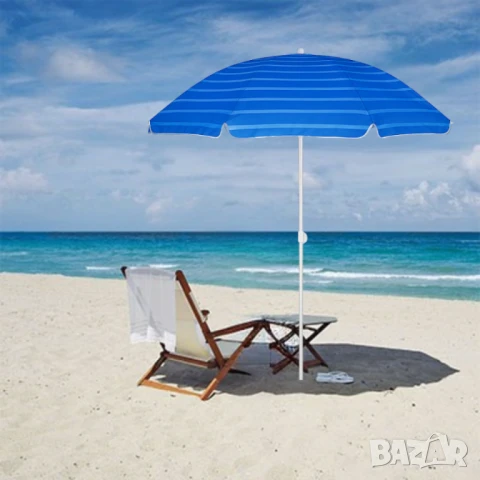 Плажен чадър Muhler U5016 – 130x180 см, с метална конструкция и устойчив TNT плат