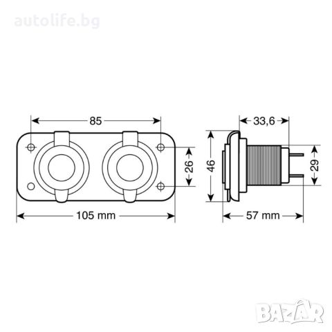 Двоен порт гнездо запалка за вграден монтаж, 12V / 24V - LAMPA, снимка 6 - Аксесоари и консумативи - 45729657