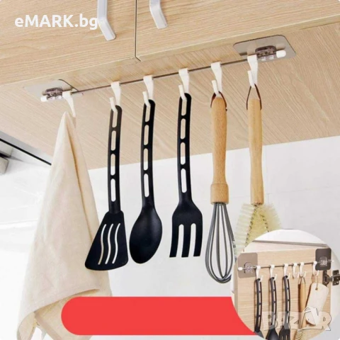 Самозалепяща се закачалка за кухненски прибори, снимка 1