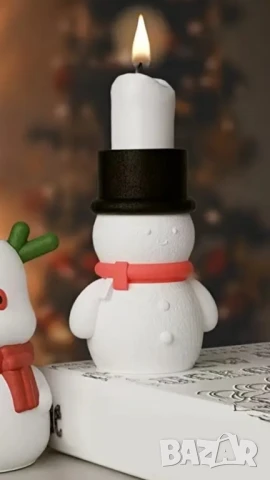 Молдове снежен човек, камбанка и елен за свещници , снимка 10 - Форми - 50741924