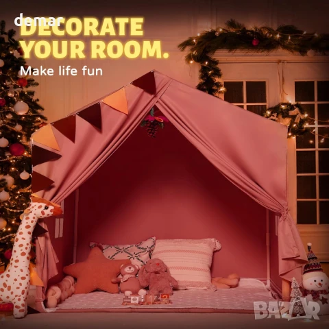 Детска палатка за игра: Розова къщичка с прозорец за деца, снимка 5 - Други - 51168681