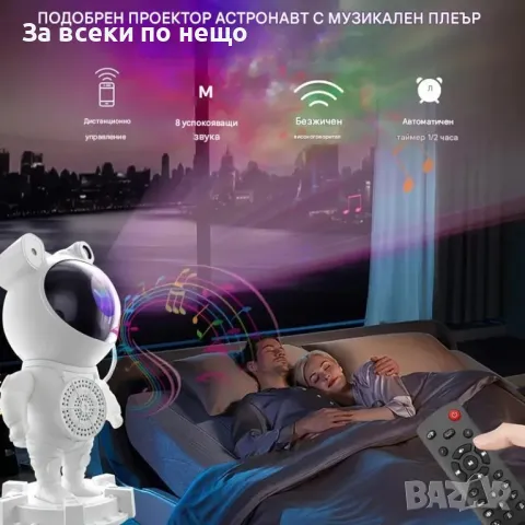 Детски проектор "Астронавт" с дистанционно управление, снимка 9 - Детски нощни лампи - 48779325