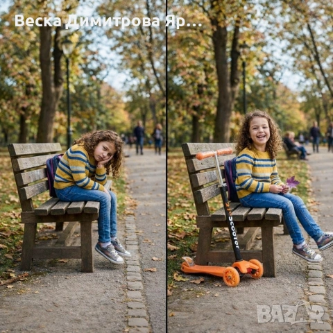 Детска сгъваема тротинетка 21st Scooter със светещи силиконови колела – Оранжева, снимка 4 - Други - 54013834