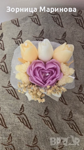 Ароматни букети от свещи, ръчна изработка , снимка 14 - Декорация за дома - 50673754