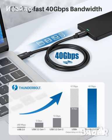 Сертифициран Thunderbolt 4 Кабел от Cable Matters - 1 Метър, снимка 5 - Кабели и адаптери - 46806287