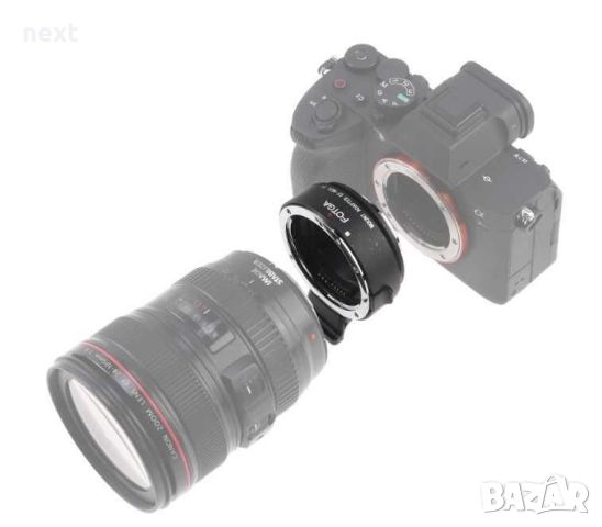 Автофокусен адаптер FOTGA Ring EF-NEX Canon Lens to Sony E mount + Гаранция, снимка 3 - Обективи и филтри - 46513221