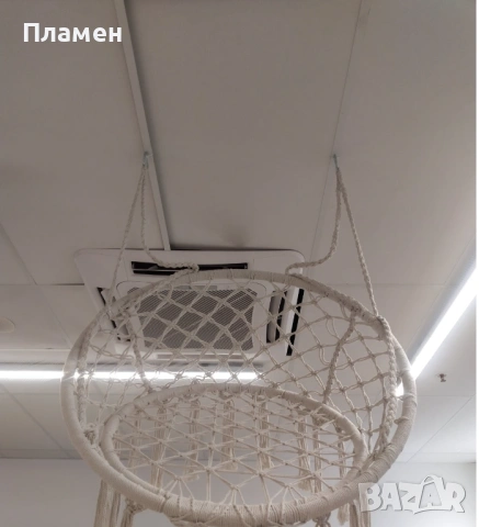 Висяща, укачаща се градинска люлка и за тераса хамак макраме, плетена Ø60x80 см. До 120 кг., снимка 7 - Градински мебели, декорация  - 53712891