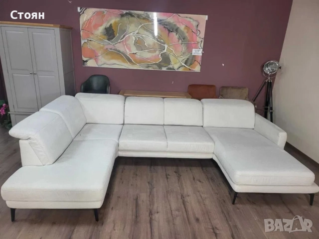 ПРОМОЦИЯ!!!Светло кремав П - образен ъглов диван от плат Mondo Lometti, снимка 5 - Дивани и мека мебел - 52829591