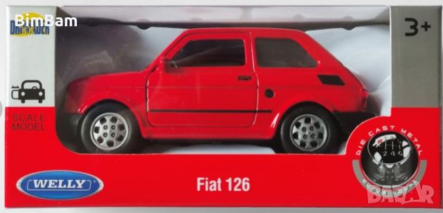 Колекционерска метална количка FIAT 126 / Полски фиат /WELLY 