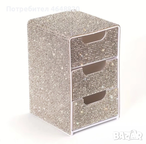 2 брой мини 3-етажна настолна кутия за съхранение, органайзер за мебели и тоалетка с чекмеджета за б, снимка 2 - Други - 53847974