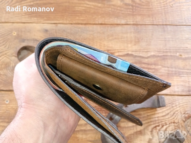 Ръчно изработен мъжки кожен портфейл , снимка 7 - Портфейли, портмонета - 53693796