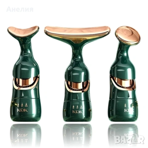 Електрически 4D масажор за лице, шия и очи 3в1 – Анти-ейдж уред с 3 сменяеми глави и лифтинг ефект , снимка 6 - Масажори - 54042755