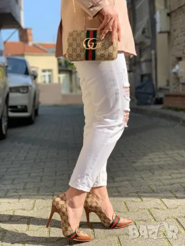 дамски чанта и обувки на ток gucci louis vuitton , снимка 5 - Дамски обувки на ток - 46858317