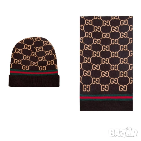 шапка и шал louis vuitton gucci , снимка 2 - Шапки - 51404206