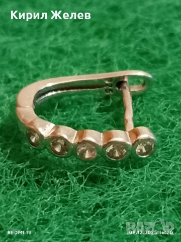 Красива сребърна обеца с инкрустиран цирконий 52480, снимка 2 - Обеци - 52692629