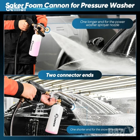 Аксесоар с двоен конектор за Saker Snow Foam Cannon за водоструйка под налягане, с 5 дюзи, снимка 2 - Други стоки за дома - 50766120